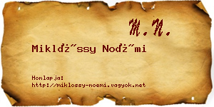 Miklóssy Noémi névjegykártya